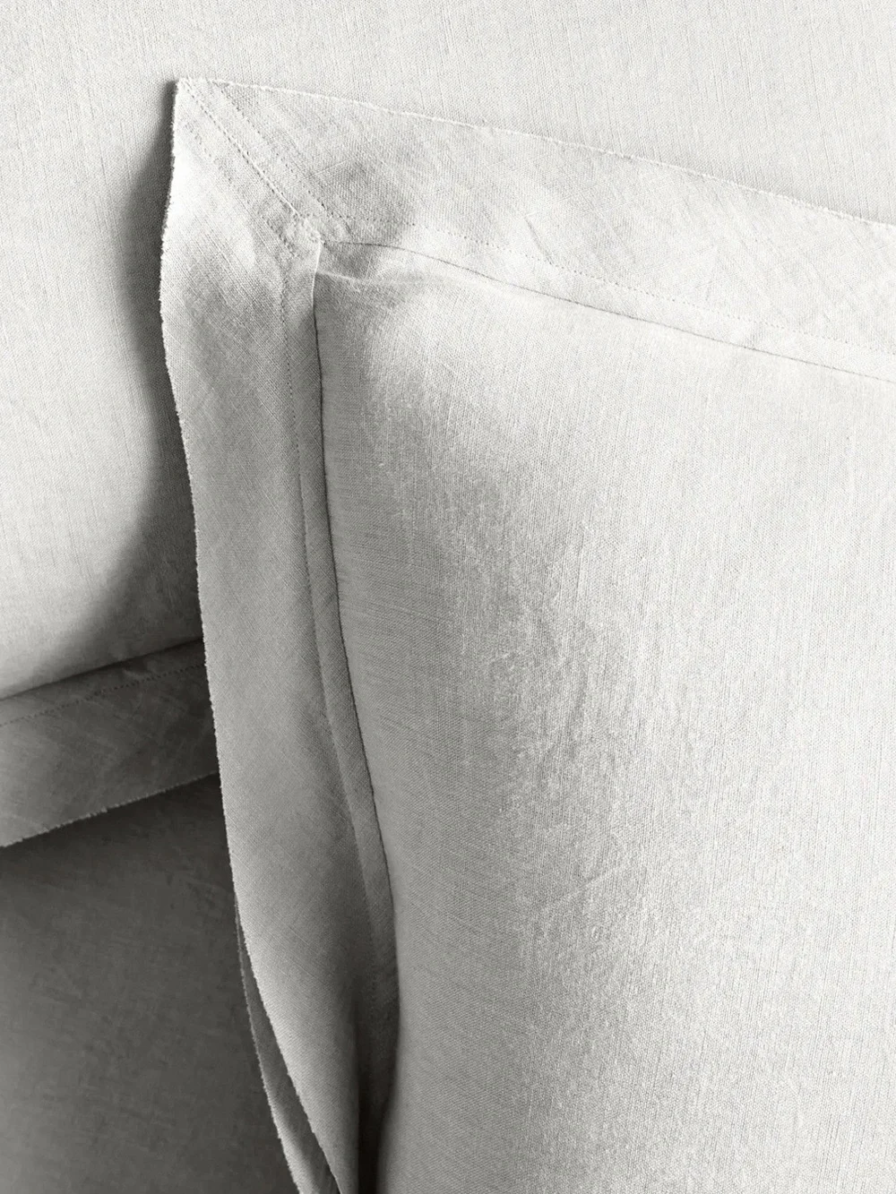 Quince- European Linen Double Flange Sham Set King - light gray